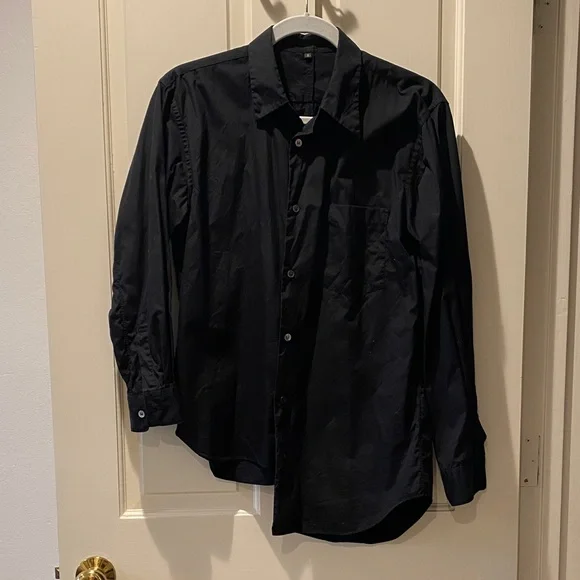 Comme des Garcons Home Plus Asymmetrical Black Button-Up Shirt, sz S - Picture 1 of 5